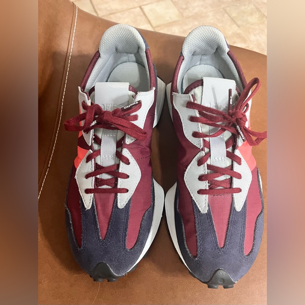 New Balance Gray and Red Sneakers